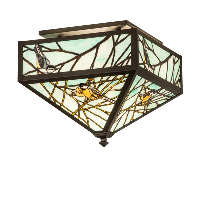 Rustic Lodge Glass Flush Mount