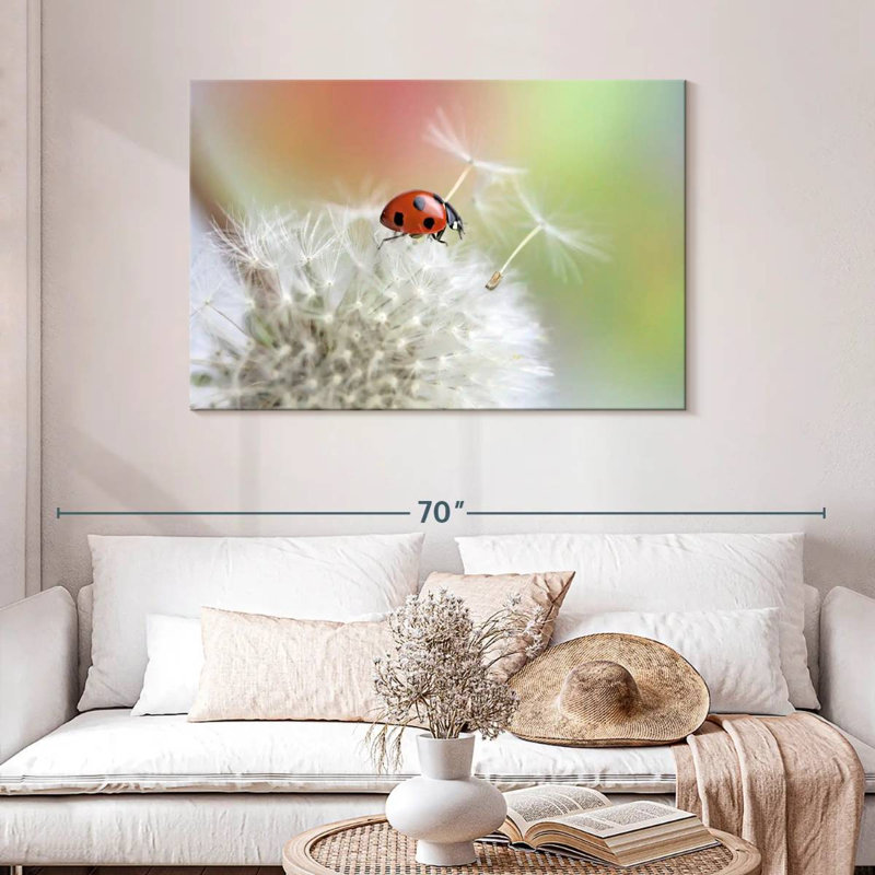 Harnek coccinelle sur pissenlit, H 30 po x l 45 po