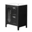 Meuble-lavabo de 24 pouces, en bois massif et noir, deux tiroirs, porte, tablette réglable, lavabo en céramique, verre, autoportant, style moderne, grand meuble-lavabo de 24 po avec une armoire en verre lisse-130603197