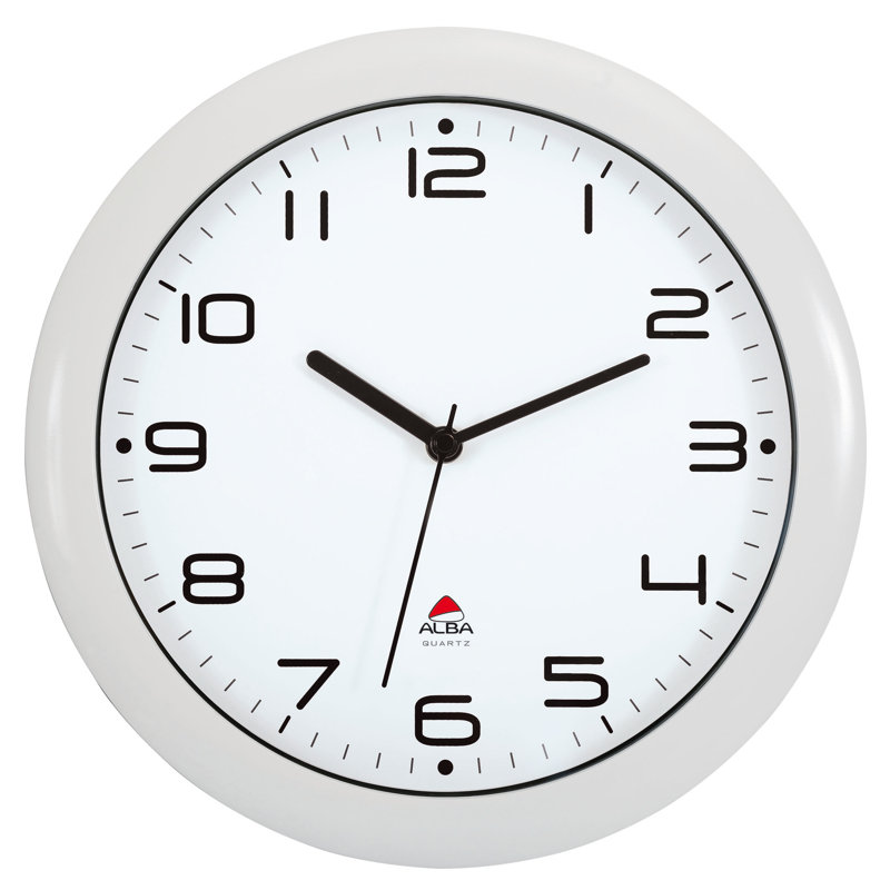 White Round ABS Plastic Analog Wall Clock
