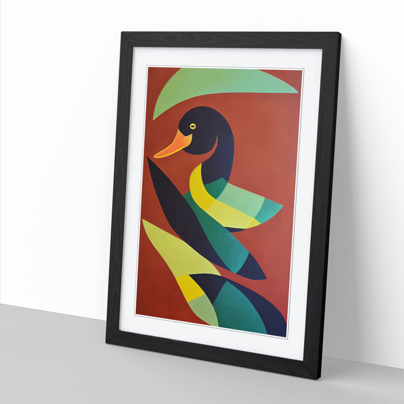 Duck African Art - Picture Frame Print, 64cm H x 46cm W x 2cm D, Walnut