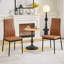 Faux Leather Modern High-backed Dining Chairs with Metal Legs-433931300