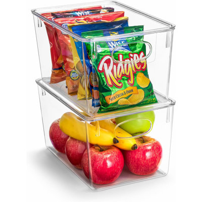 Sorbus Large Clear Kitchen, Pantry, and Fridge Storage Bins with Lids 2 Pack, Clear