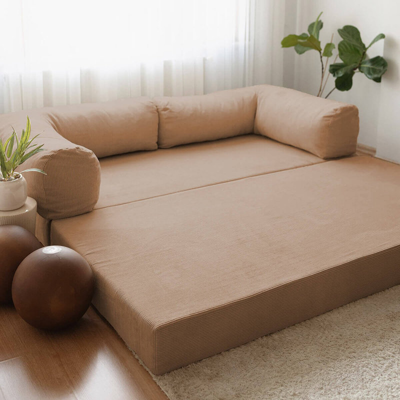 Canapé-lit 3 places, Brun, 3, H 39,37 po x l 27,56 po x P 78,74 po