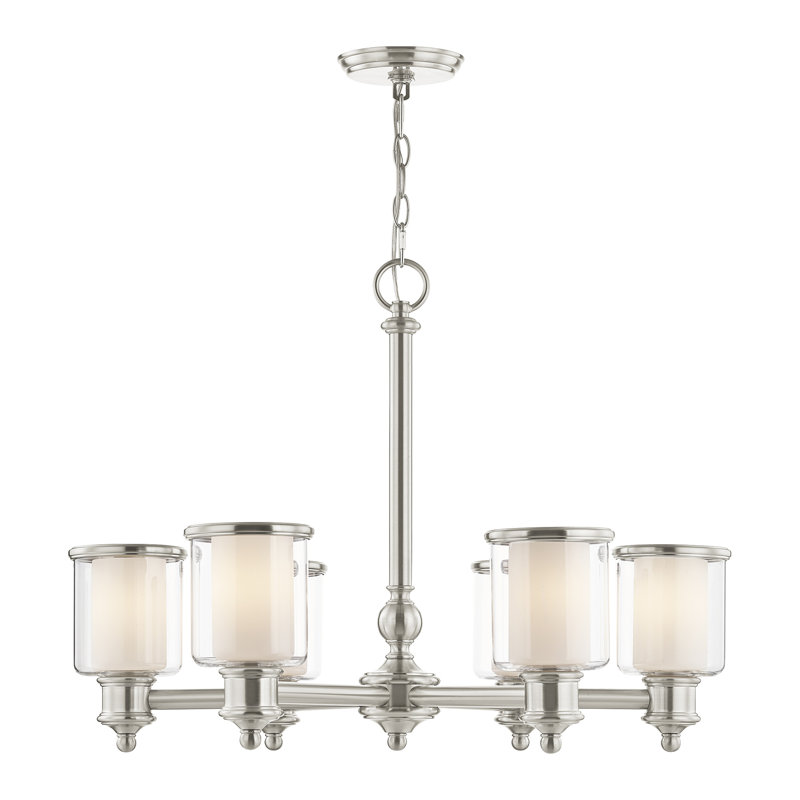 Lustre traditionnel unique à 6 lumières Wilczek, Nickel brossé