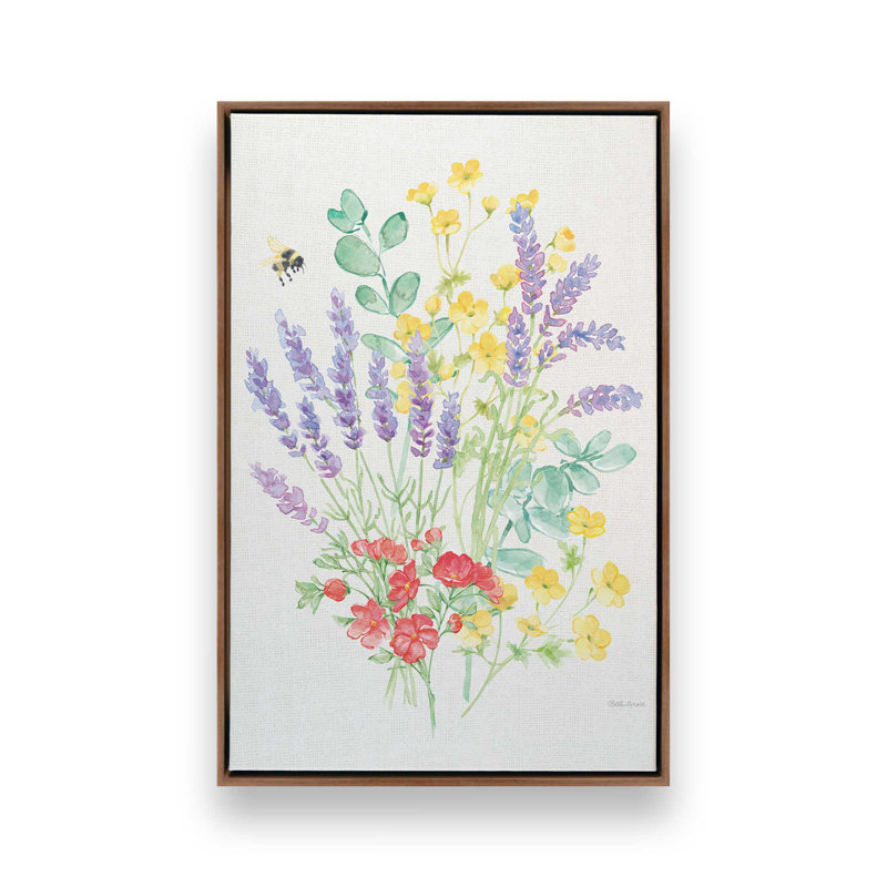 «Fresh Floral III» par Beth Grove, reproduction d'art, H 24 po x l 18 po, Cadre flottant, Brun
