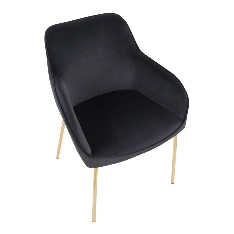 Cyr 19'' H Velvet Upholstered Armchair, Black, Gold
