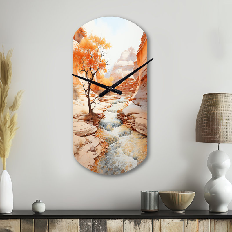 Horloge murale beige cylindrique en miroir, pêche, Grand