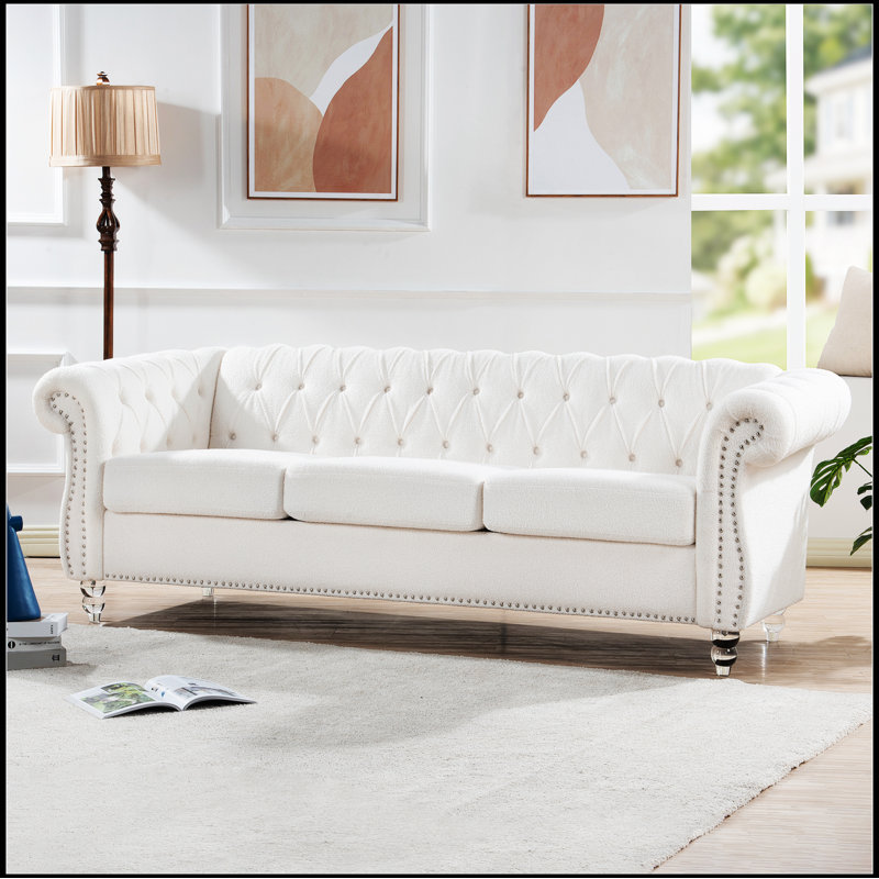 Evanna 84.65" Rolled Arm Chesterfield  3 Seater Sofa,sofa,couch