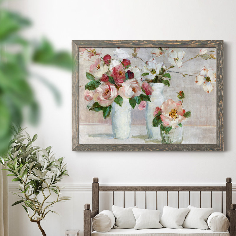 " Shades Of Blush " Painting Print, Grey Framed, 23" H x 32" W x 1" D