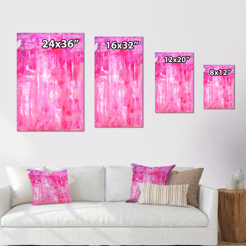 Reproduction d'art moderne sur toile rose, art abstrait VII, H 36 po x l 24 po x P 1 po, Toile tendue