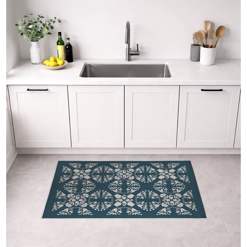 Tapis de cuisine à profil bas Rumi, Sarcelle, Rectangulaire 2 pi x 3 pi