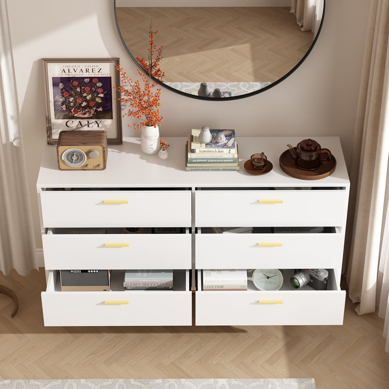 Commode double 6 tiroirs, Blanc