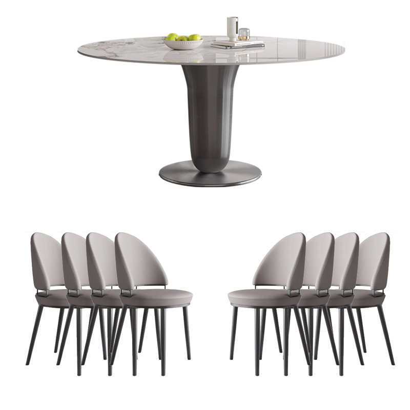 Ensemble de salle à manger Rock Plate, H 29,53 po x L 59,06 po x l 59,06 po, 9 pièces : table, 8 chaises