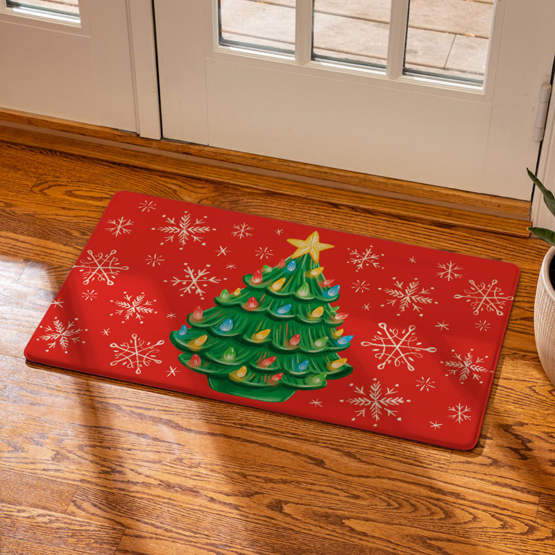 Tapis anti-fatigue sapin de Noël nostalgique « Twas The Night », 76 x 46 cm