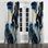 Abstrait géométrique marbre bleu I - rideau moderne en velours avec œillets - obscurcissant - 1 panneau