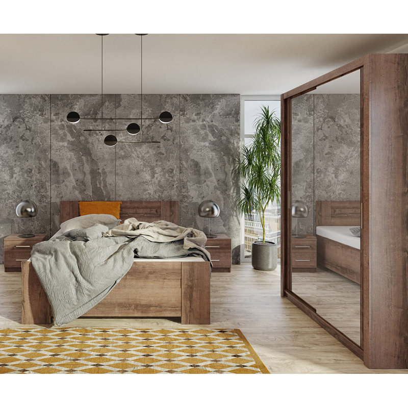 Frazierii 2 Door Manufactured Wood Wardrobe, 215cm H x 150cm W x 62cm D, Monastery