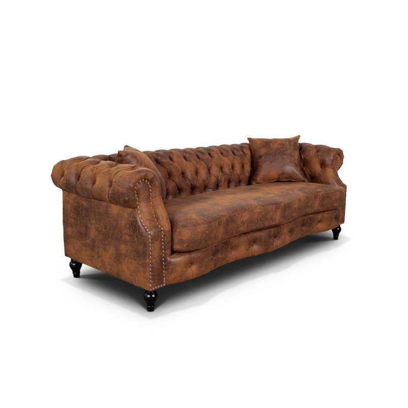 Richmond Mogadore Faux Leather Chesterfield Sofa, 3, Brown