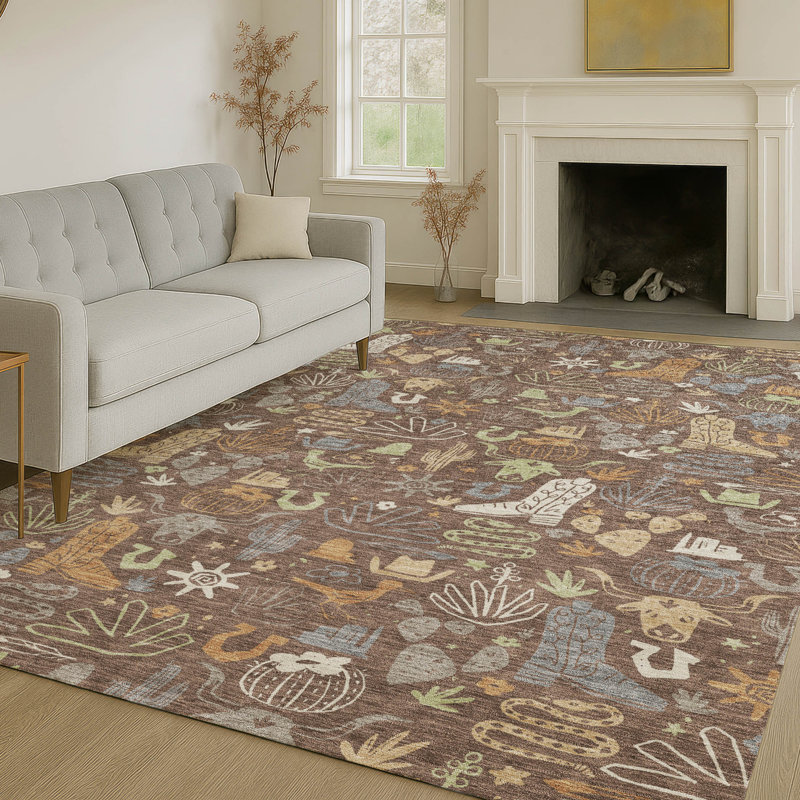 Machine Washable Indoor/Outdoor Chantille ACN2512 Kids Rug, Rectangle 10' x 14', Chocolate