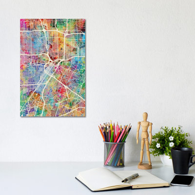 Houston Texas City Street Map I by Michael Tompsett - Wrapped Canvas Gallery-Wrapped Canvas Giclée