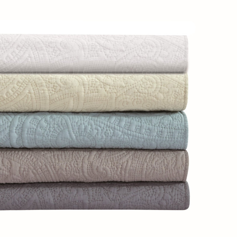 Bristin Cotton Twill Paisley Quilt, Twin/Twin XL, Gray