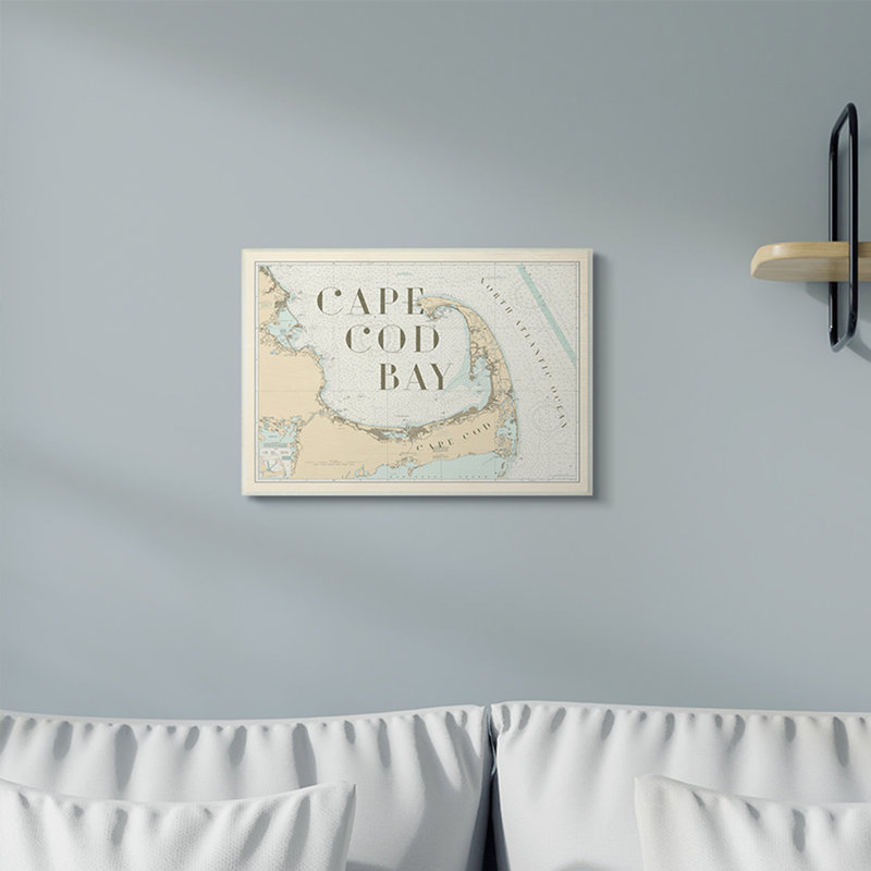 «Cape Cod Bay Beach Vintage Map Word Design», impression, Plaque murale, H 13 po x l 19 po