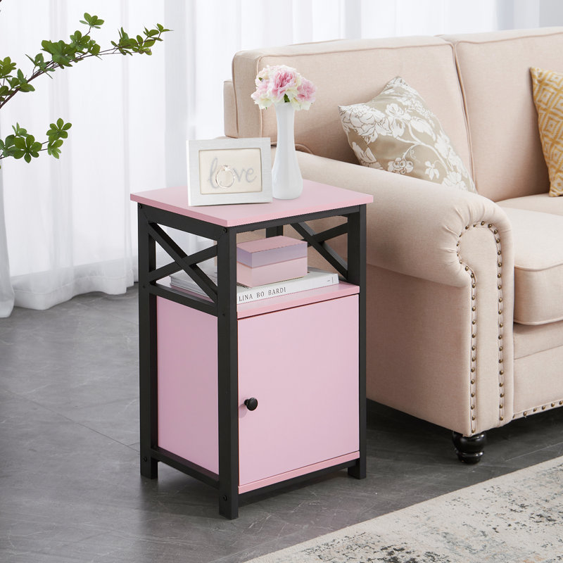 Table de chevet en fer Blevens, Rose, Individual