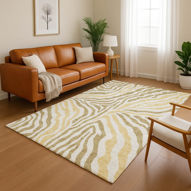 Tapis à imprimé animal de qualité supérieure lavable à la machine Villers, Walnut, 10 pi x 14 pi