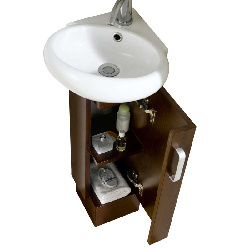 Jorren 14.5'' Single Bathroom Vanity with Ceramic Top, Wenge