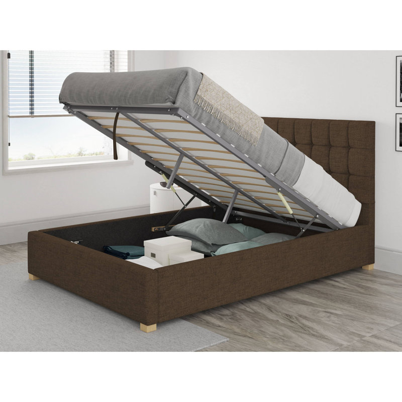 Chevalier Upholstered Ottoman Storage Bed, Double (4'6), Chocolate