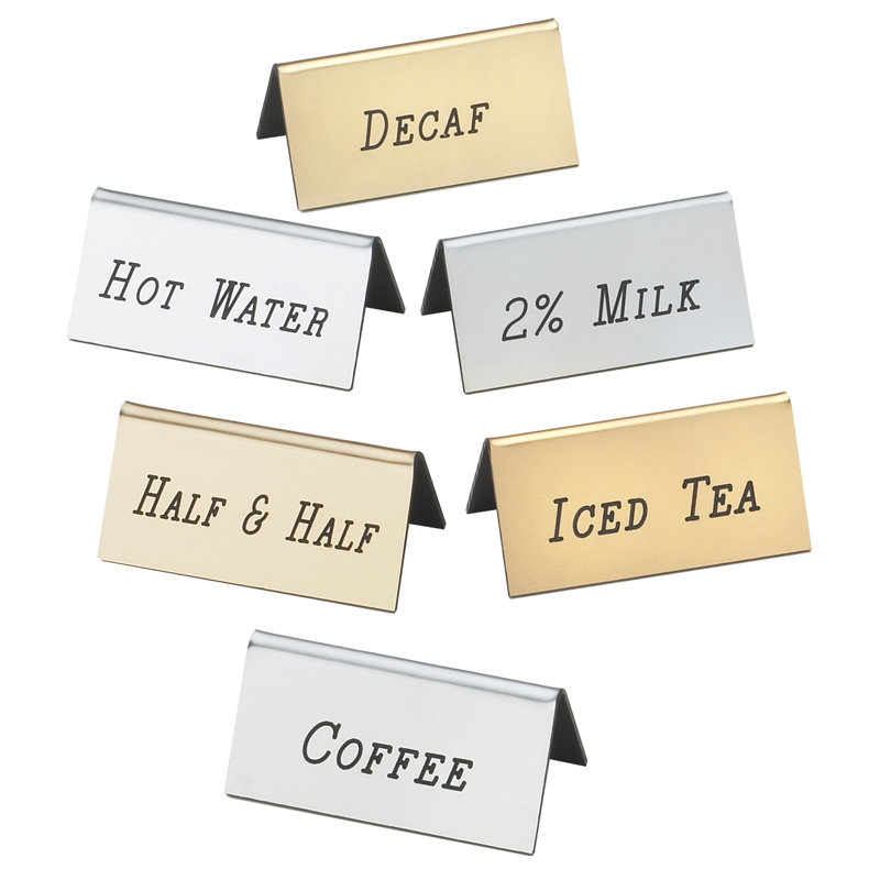 Decaf Beverage Tent - 3" x 1" x 1 1/2", Gold/Black