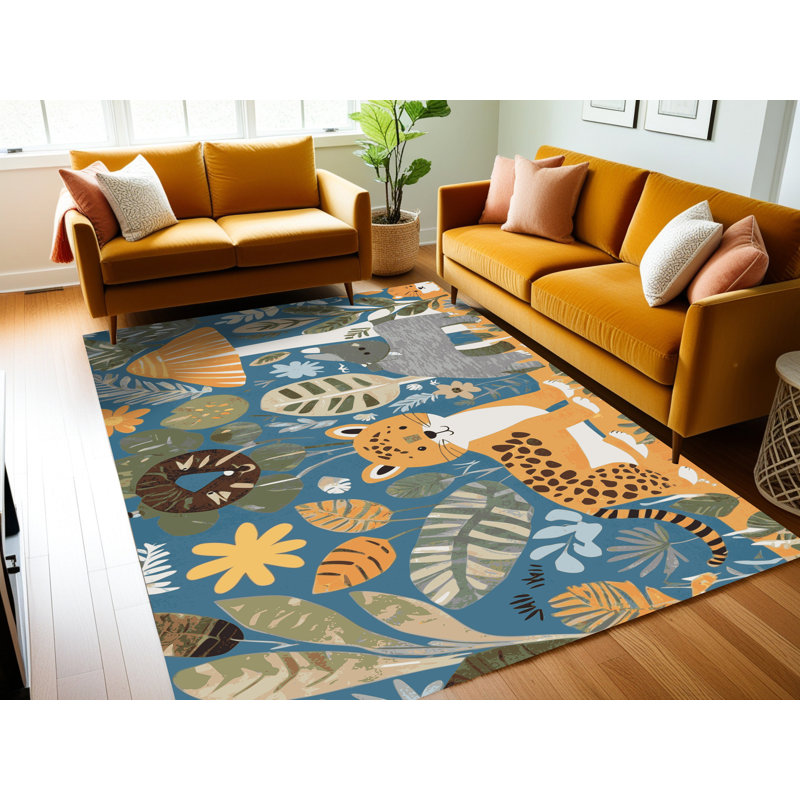 Tapis pour enfants 6 animaux Ginza, Rectangle 4pi x 6 pi