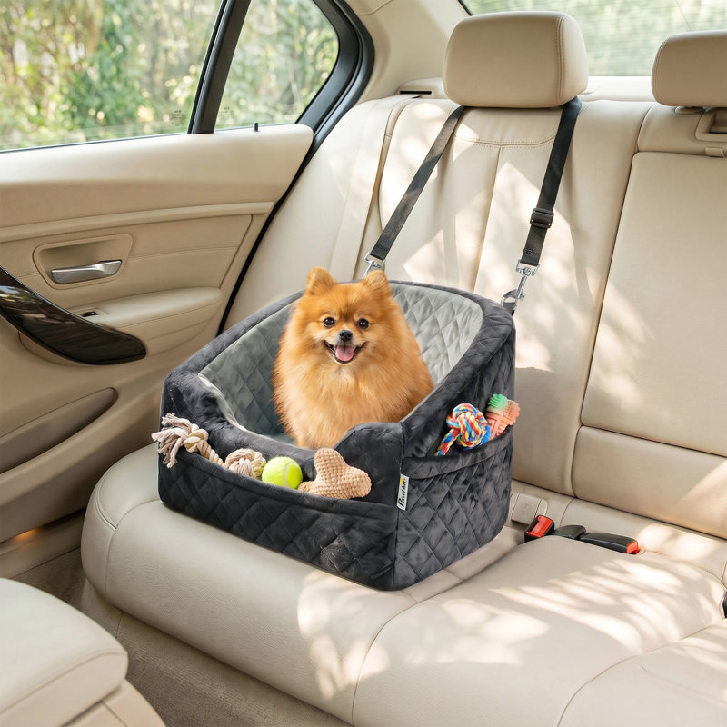 Dog Car Seat Detachable Washable for Small Breeds, Grey