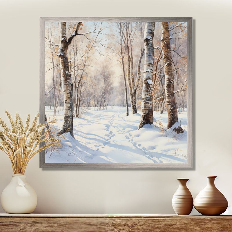 «Trees Charm In Winter I - Trees», art mural, H 16 po x l 16 po x P 1 po, Cadre simple argenté
