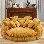 Canapé modulaire circulaire 71,65 po en chenille jaune, coussins lavables, sans assemblage