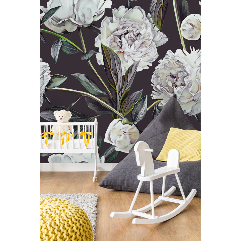 Panneau mural 4 pièces pivoines Kittanning, L 8,33 pi x l 100 po