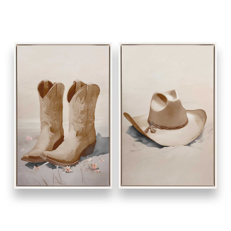 «Sandy Cowboy Essentials», ensemble de 2, Cadre flottant blanc opaque, H 31 po x l 42 po