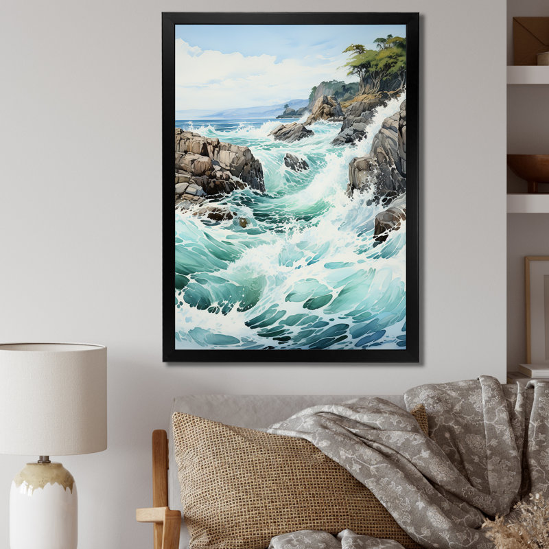 «Vrinda Minimalisme Serenity in River», reproduction sur toile, H 32 po x l 16 po x P 1 po, Cadre photo noir