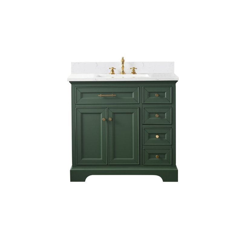 Thompson 36" W Single Bathroom Vanity, Evergreen/Brushed Gold