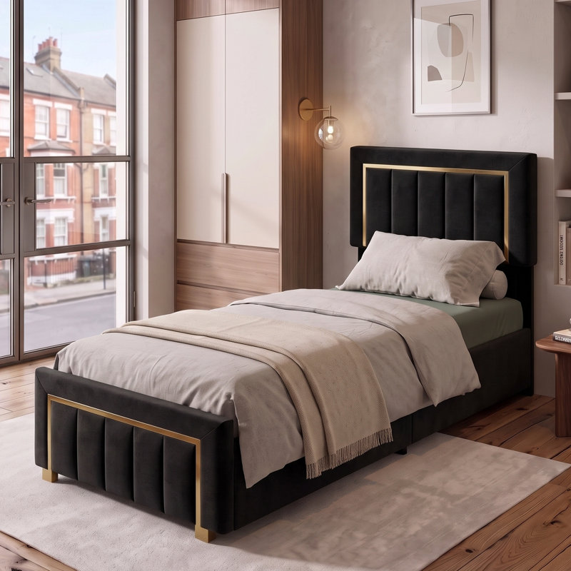 Ottoman Bed, 90 x 190cm, Black