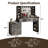 Modern Large Vanity Desk with Mirror and Lights, Makeup Vanity with 3 Color Light Modes, Vanity Table with 3 Drawers, 6 Shelves, 2 Side Shelves & Large Telescoping Side Cabinet, Built-in Power Outlet-1657882399