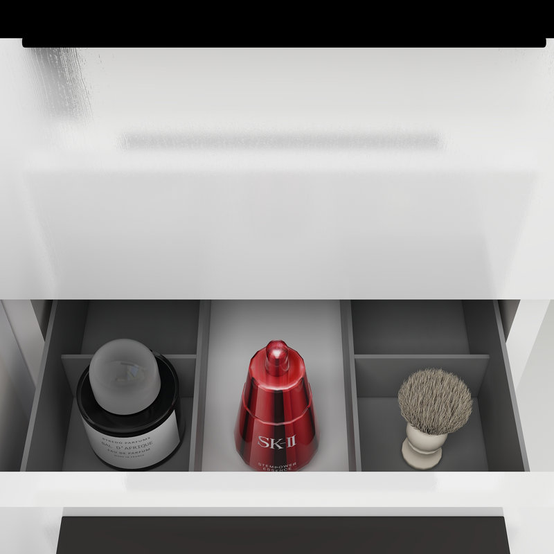 Meuble-lavabo autoportant avec tiroirs latéraux Carla, Blanc brillant, 35"