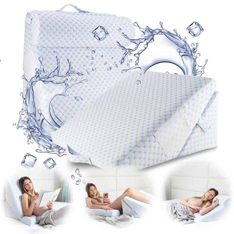 Rita Adjustable Cooling Memory Foam Wedge Pillow Set with Half-Moon Support Pillow