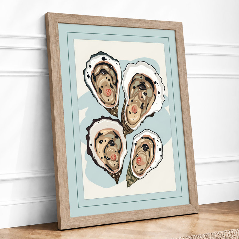 Oysters in Stillness Botanical - Framed Print, A1 - 84.1 x 59.4 cm, Oak