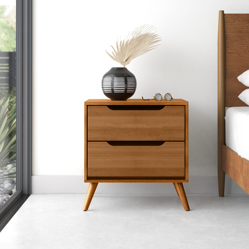 Solid Wood Nightstand, Light Oak