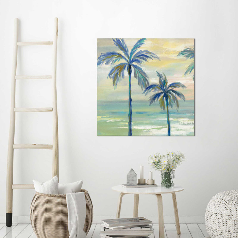 «Marine Layer Palms I», reproduction de peinture acrylique sur toile, H 27,5 po x l 27,5 po x P 2 po