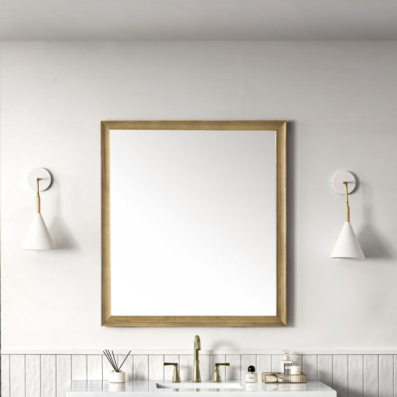Glenbrooke Solid Wood Wall Mirror, Light Natural Oak, 40" x 36"