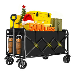 Collapsible Foldable Wagon Carts With 360° Swivel Brakes Wheels