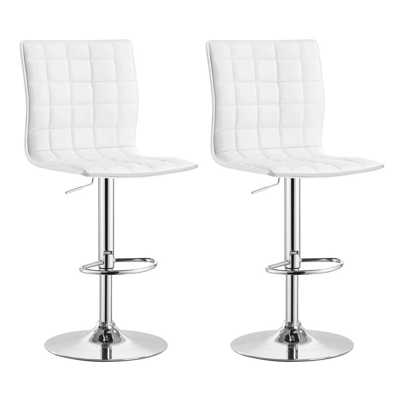 Tabouret de bar rembourré réglable blanc (ensemble de 2)