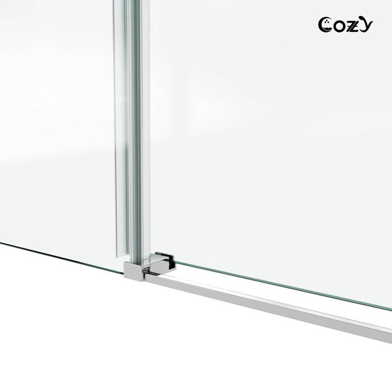 68-73" W X 60" H Frameless Single Sliding Shower Tub Door - Round Top Rail, Chrome